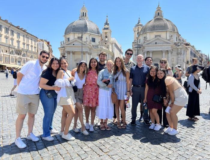 Group standing in Piazza del Popolo